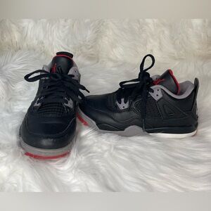 Kids Air Jordan 4 Bred Reimagined /Nike Black and Red Kids Sneakers